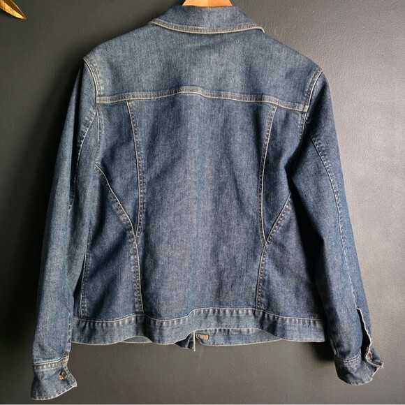 J Jill Denim Trucker Jean Jacket Sz L  Capsule Casual Classic Stretch Cotton - Picture 6 of 9